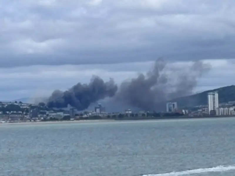 Huge Fire Erupts in Swansea Near Railway Station, Black Smoke Seen for Miles
