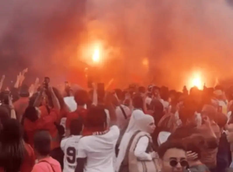 Morocco Fans Take Over Piccadilly Circus After World Cup Win