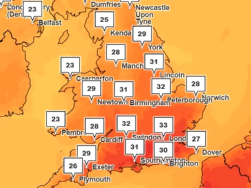 UK Yellow Weather Warning as Third Heatwave Brings 30C+ Temperatures