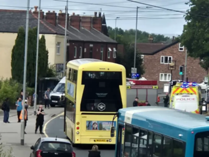 Van and Car Crash Blocks Road Near Wigan, No Injuries Reported